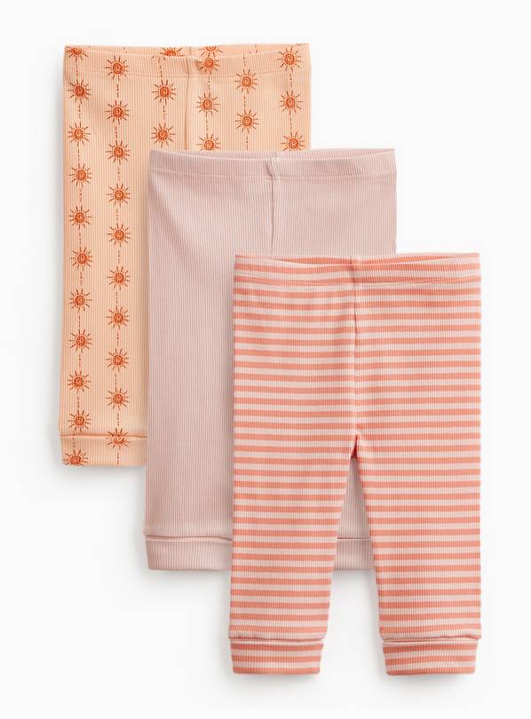 Sun & Stripe Print Ribbed Leggings 3 Pack 18-24 months